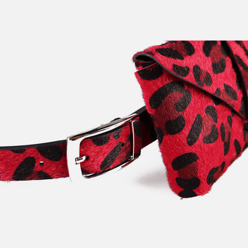 Leopardenmuster-Hüfttasche für Damen, Gürteltasche aus künstlichem Pferdehaar
