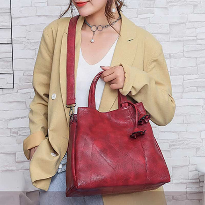Retro Damen Handtasche Dreifachfach Schultertasche Umhängetasche