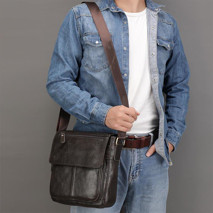 Herren Umhängetasche Echtes Leder Kleine Messenger Bag Crossbody Bag