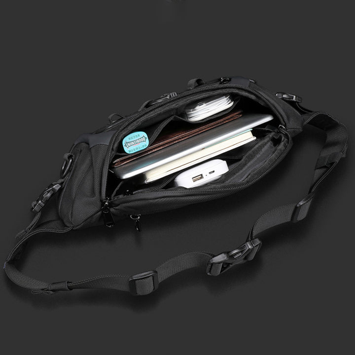 Multifunktionale Umhängetasche, Hüfttasche für Herren, Brusttasche mit mehreren Taschen