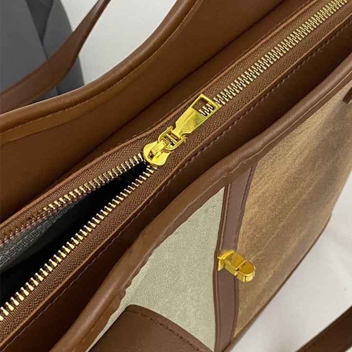 Elegante, farblich passende Tragetasche, große Schultertasche aus Leder für Damen