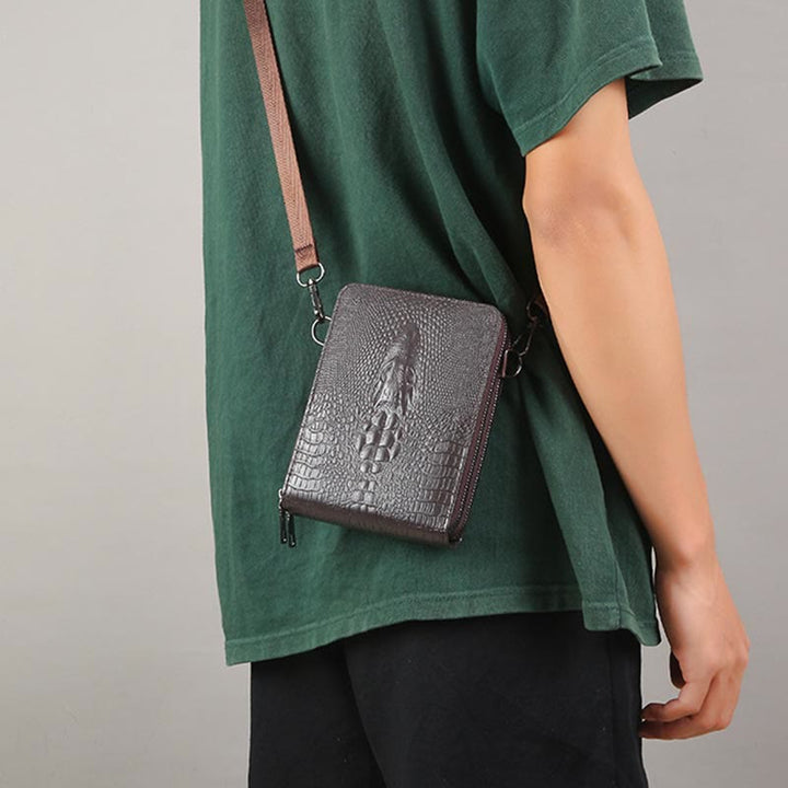 Handytasche mit abnehmbarem Riemen für Damen, Umhängetasche aus geprägtem Leder