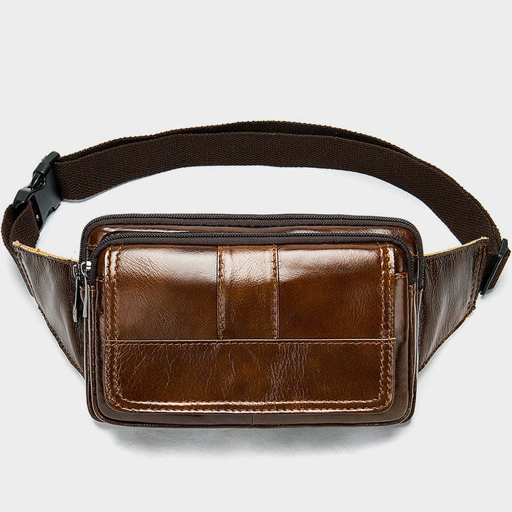 Hüfttasche für Herren, Rindsleder, Outdoor, Laufen, Umhängetasche