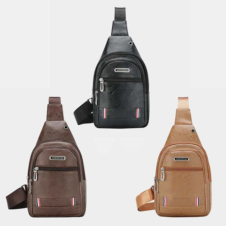 Sling Bag für Herren, wasserdichte Business-Umhängetasche aus braunem Leder