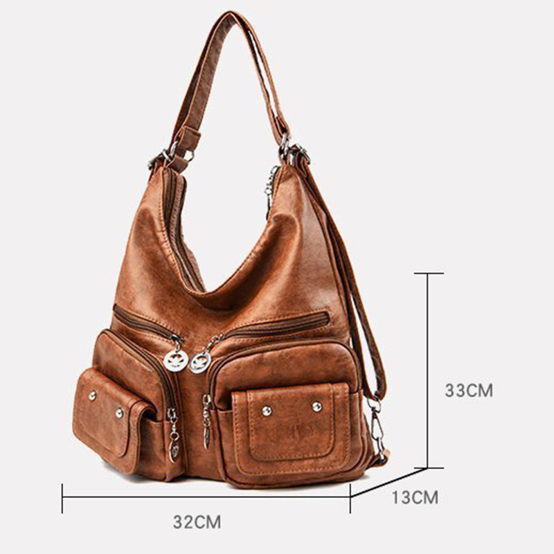 2-Wege-Verwendung, mehrere Taschen, große Kapazität, Vintage-Rucksack, Umhängetasche