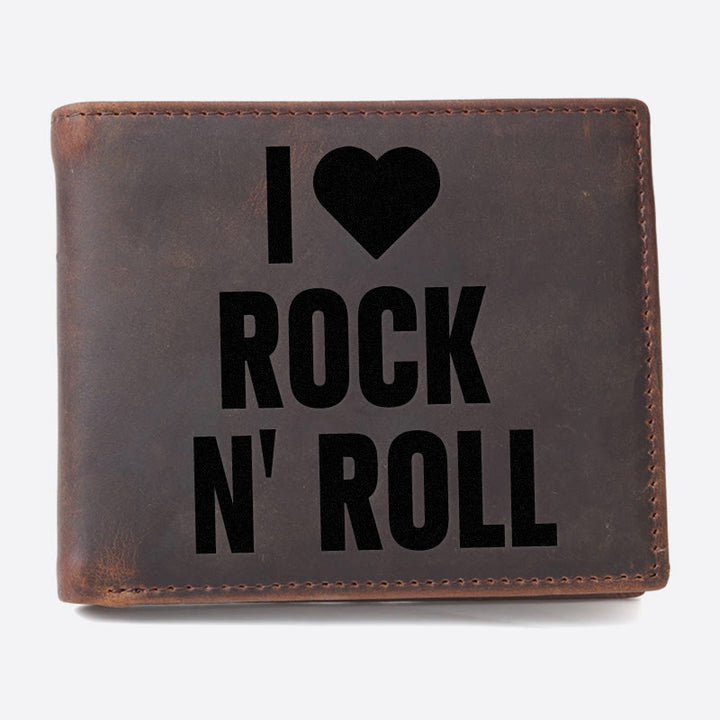 I Love Rock N Roll Gravur Geldbörse für Männer RFID Geldbörse