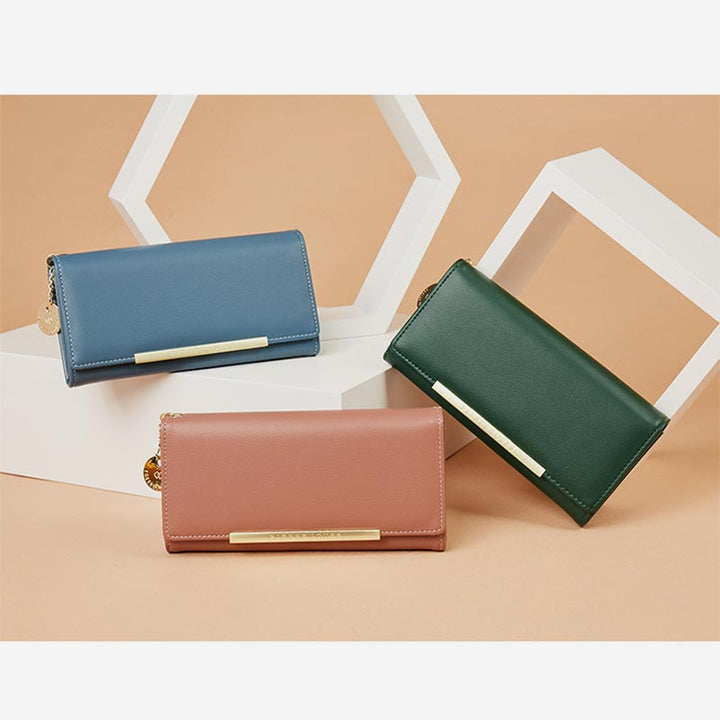 Kreditkartenetui, zweifach faltbare Clutch, große Kapazität, lange Geldbörse für Damen