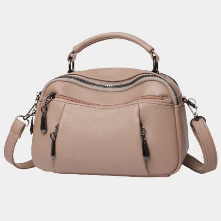 Umhängetasche aus Leder mit mehreren Taschen für Damen, kleine Umhängetasche mit Tragegriff oben
