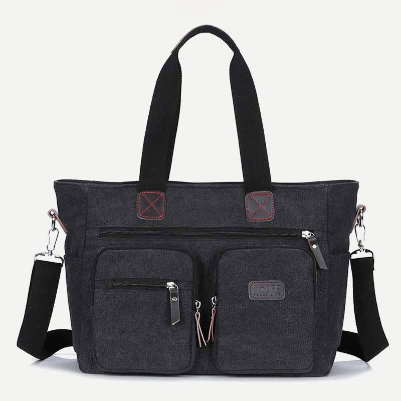 Tragetasche mit mehreren Taschen für Damen und Herren, Retro-Laptoptasche aus Segeltuch