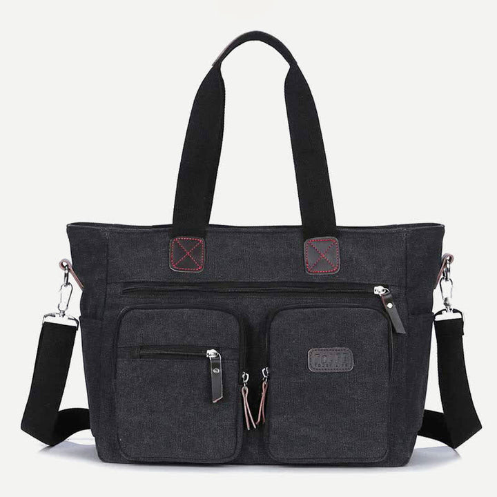 Tragetasche mit mehreren Taschen für Damen und Herren, Retro-Laptoptasche aus Segeltuch