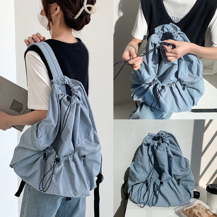 Rucksack für Damen, Nylon, Kordelzug, leicht, lässig, Reisetasche