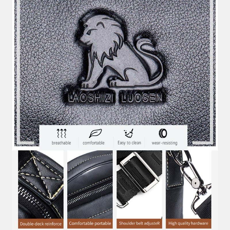 Große Kapazität Echt Leder Messenger Bag Crossbody Schulter Geldbörse Fit 9,7 in iPad