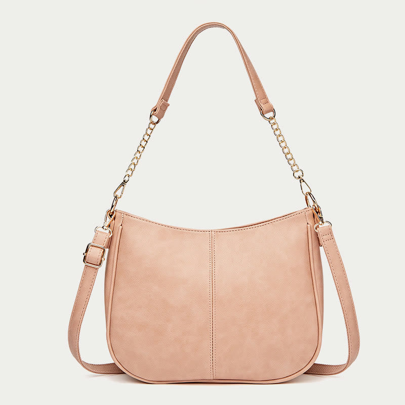 Umhängetasche für Damen mit doppeltem Riemen, elegante Tasche aus PU-Leder