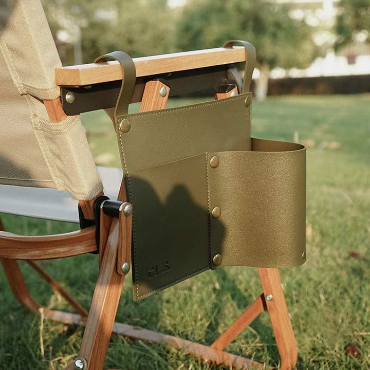 Tragbarer Outdoor-Lederstuhl-Armlehnen-Organizer Bottler-Halter für Camping-Reisen