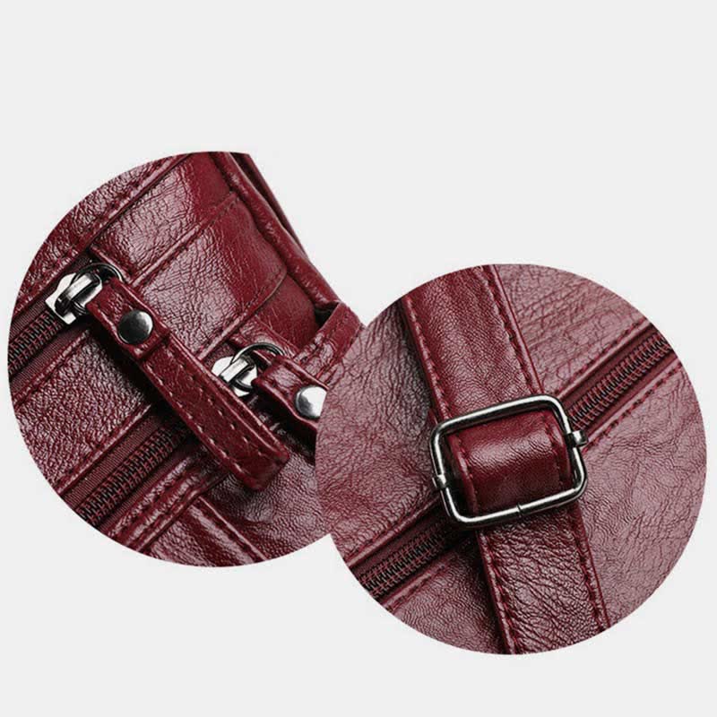 Umhängetasche für Damen, mehrere Taschen, weiches Leder, Reißverschlusstasche, Schultertasche