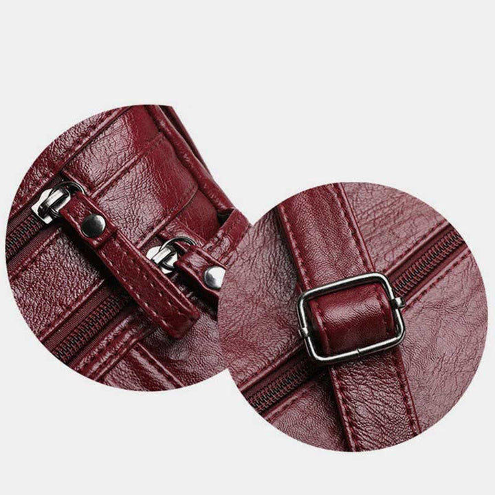 Umhängetasche für Damen, mehrere Taschen, weiches Leder, Reißverschlusstasche, Schultertasche