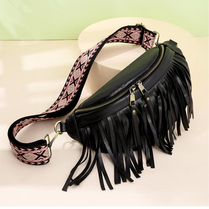 Kunstleder Quaste Gürteltasche Brusttasche für Damen