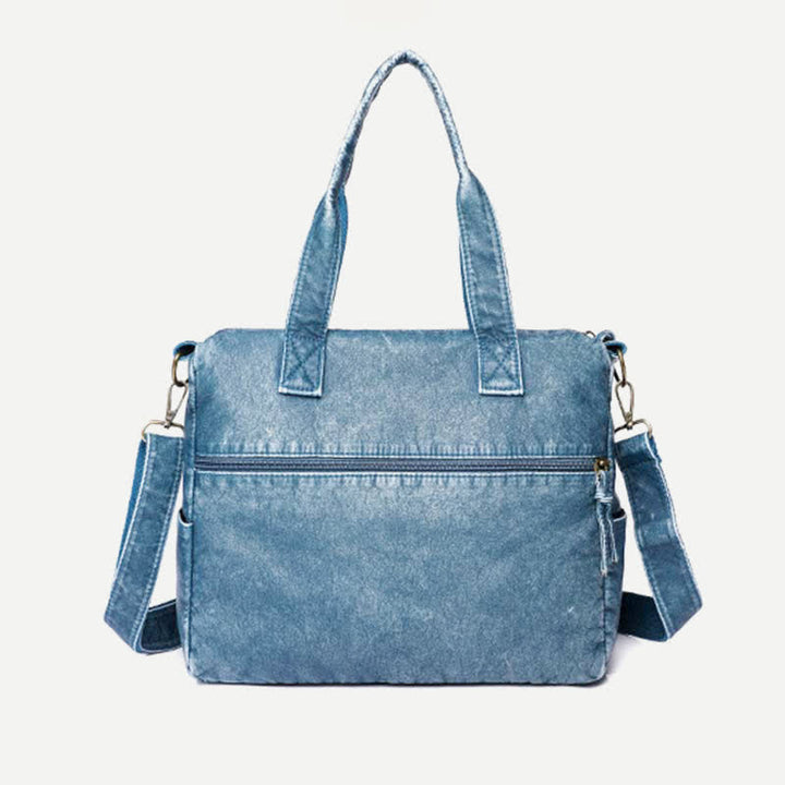 Denim Farbe Tote Handtaschen Große Kapazität Kunstleder Schulter Geldbörse