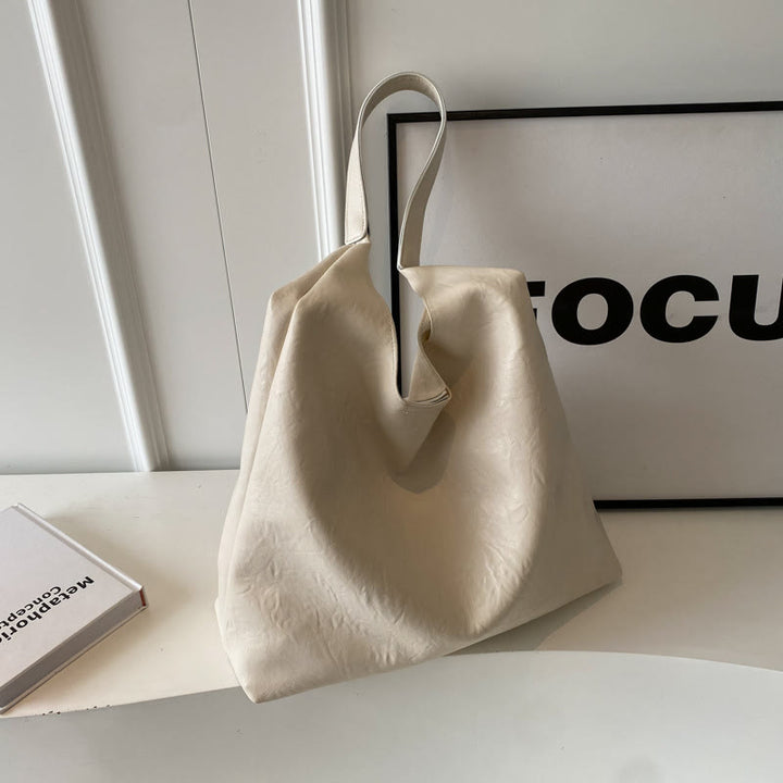 Große Tragetasche für Damen, minimalistisch, aus massivem Leder, Schultertasche für Pendler