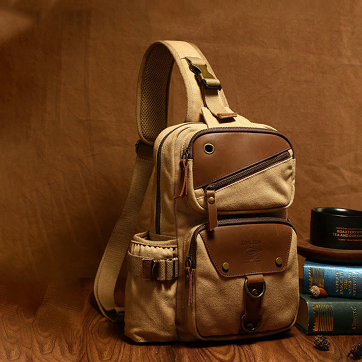 Schultertasche für Herren im Retro-Design, leichte Umhängetasche aus Canvas