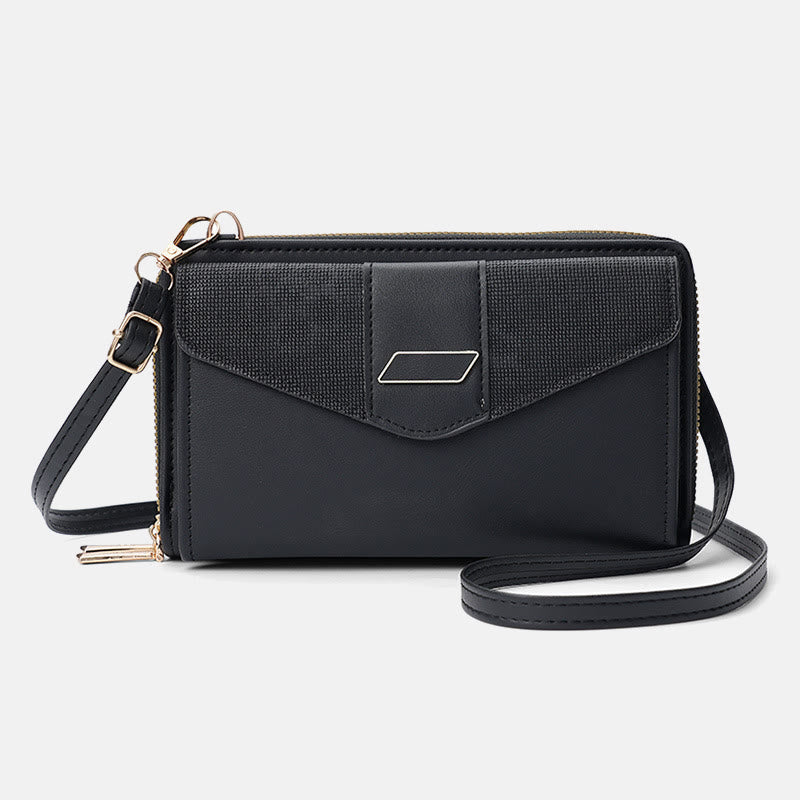 Handytasche für Damen, PU-Leder, Umhängetasche mit mehreren Fächern und Reißverschluss