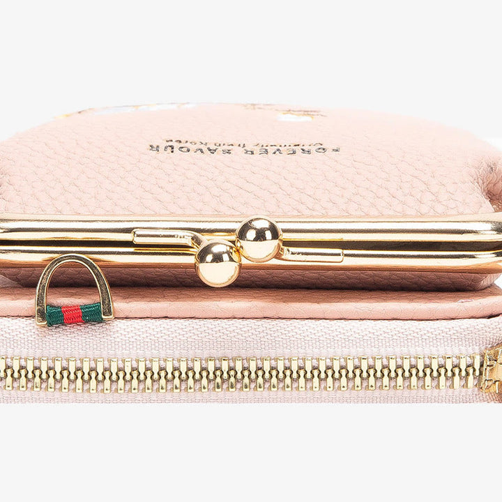 Elegante bestickte Handytasche Damen Mini Crossbody Leder Geldbörse