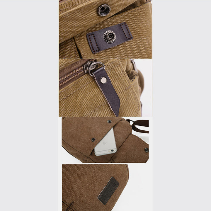 Kleine Umhängetasche für Herren mit mehreren Fächern, Reisetasche aus Canvas