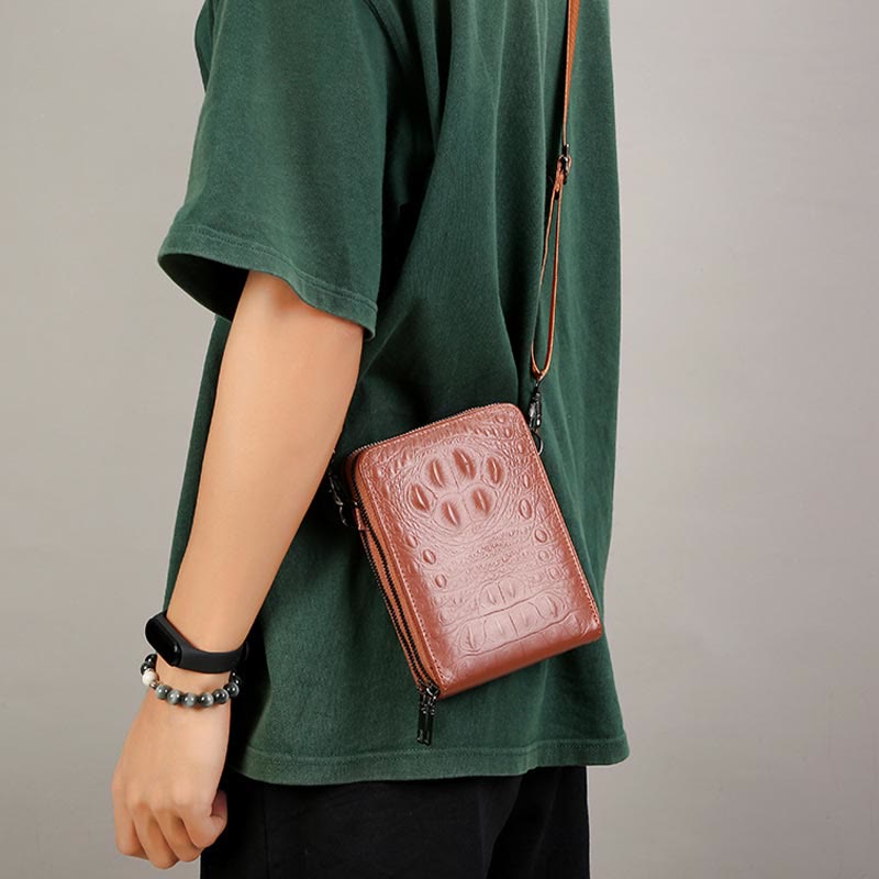Handytasche mit abnehmbarem Riemen für Damen, Umhängetasche aus geprägtem Leder