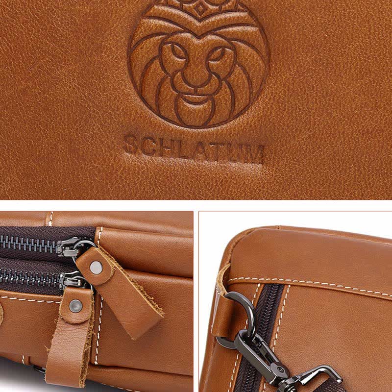 Schultertasche aus echtem Leder für Herren, Vintage-Stil, Umhängetasche, lässiger Wander-Tagesrucksack