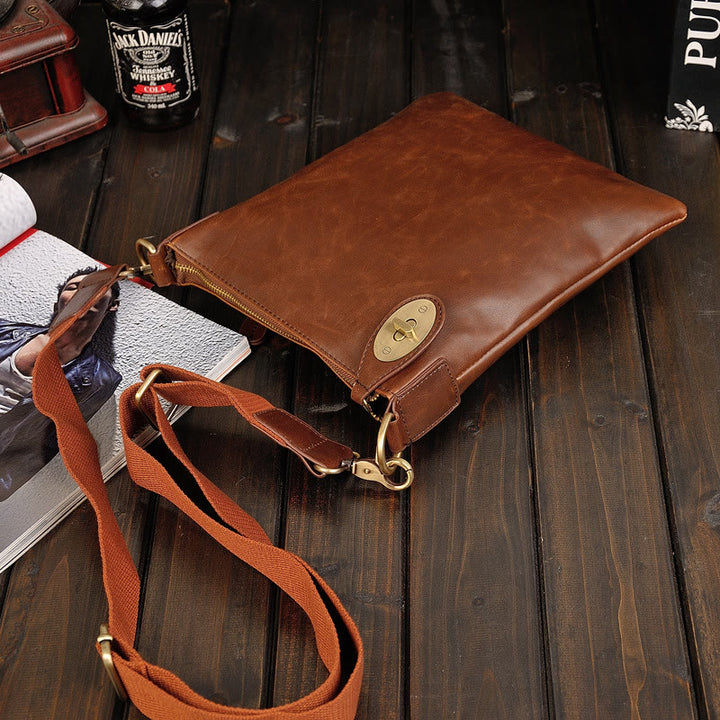 Umhängetasche für Herren, Business, einfache Umhängetasche aus Retro-Leder