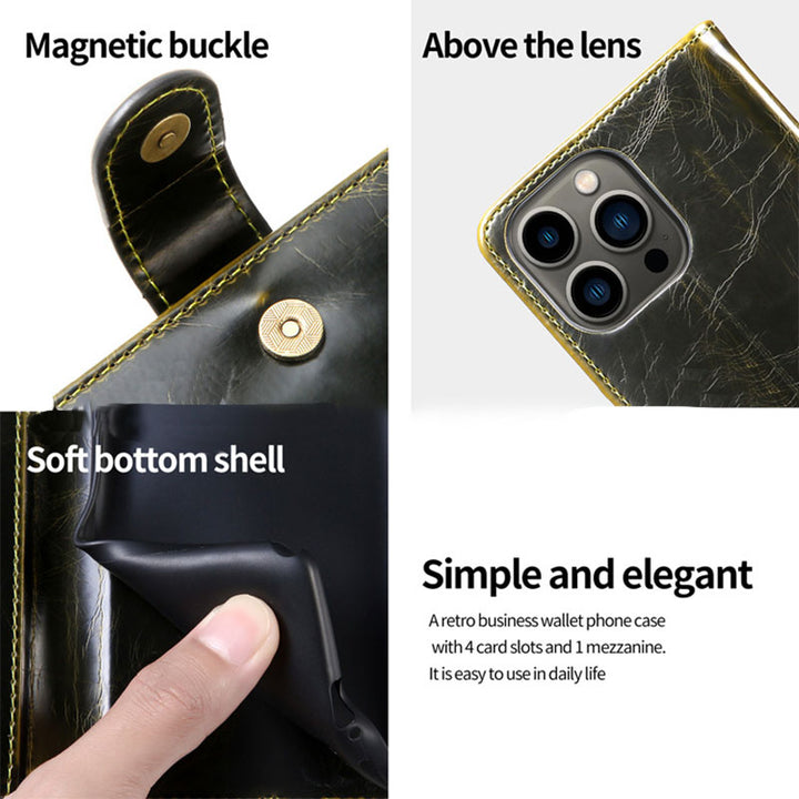 Brieftaschen-Schutzhülle für iPhone, PU-Leder, langlebige Handyhülle mit Kartenfach