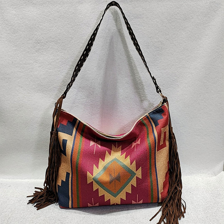 Damen-Einkaufstasche, modisch, böhmische Quaste, Umhängetasche, Vintage-Boho-Handtaschen