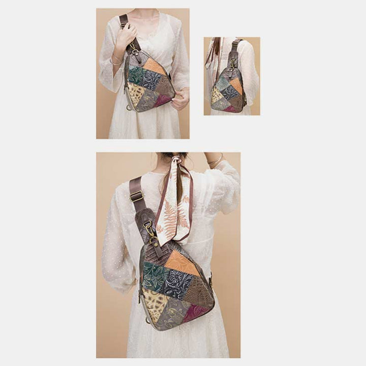 Schultertasche für Damen, Vintage, Folk-Custom, Leder, Reise-Umhängetasche