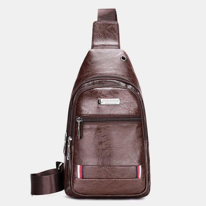 Leder-Umhängetasche für Herren, für Outdoor-Reisen, Brusttasche, Tagesrucksack