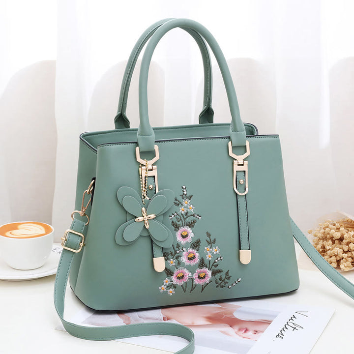 Florale vegane Ledergeldbörse für Ausflüge, elegante Umhängetasche für Damen