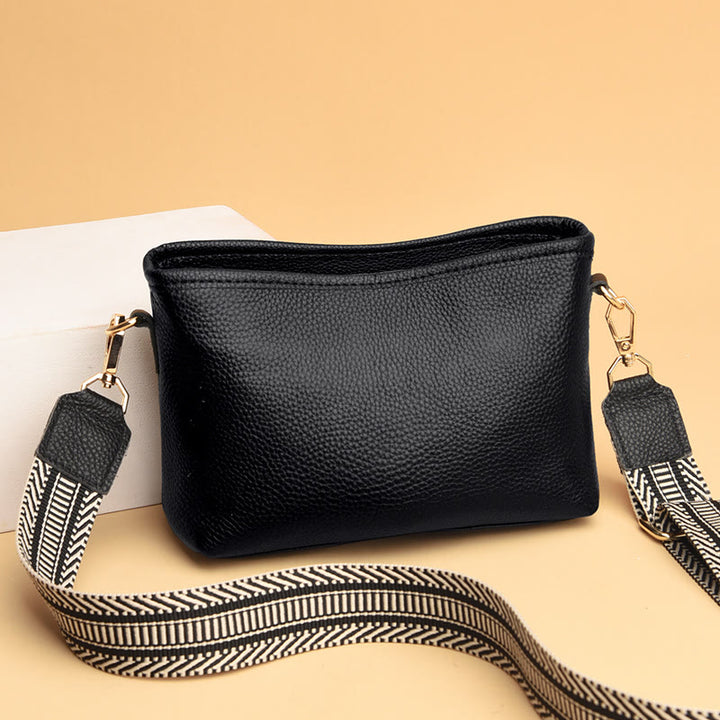 Umhängetasche für Damen, einfarbig, mit Litschi-Muster, Ledertasche