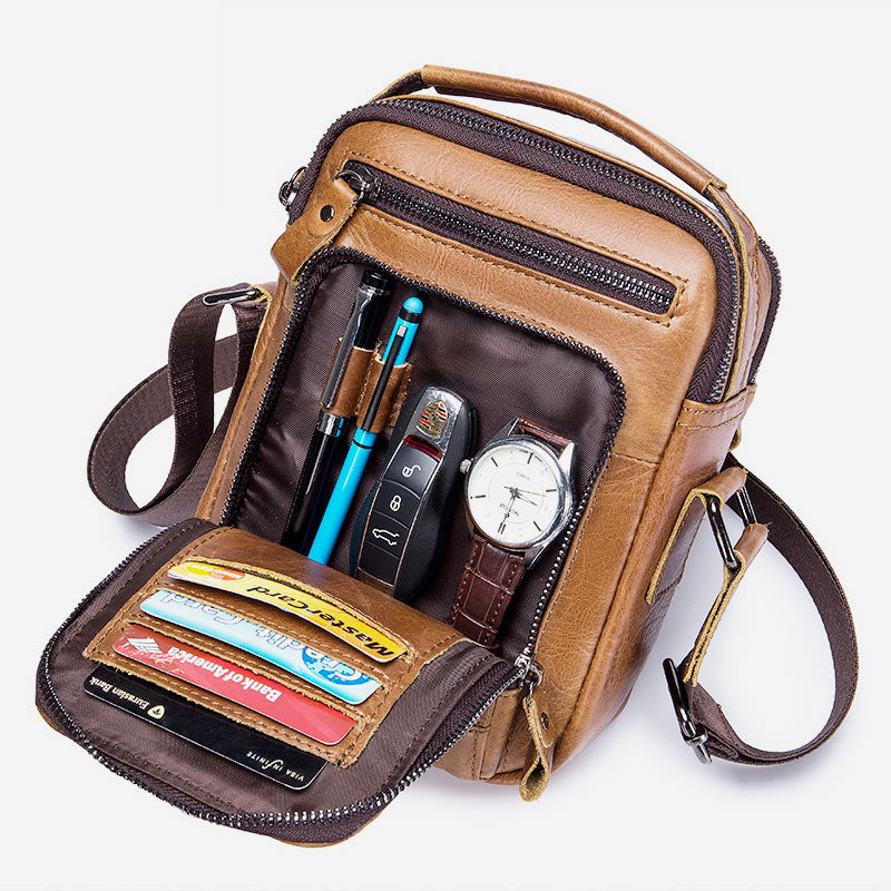 Hochwertige Retro-Business-Umhängetasche mit mehreren Taschen