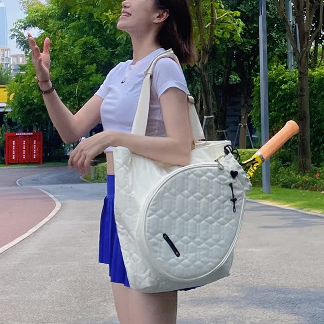 Damen Nylon Schlägertasche Weiß Outdoor Badminton Sport Schultertasche
