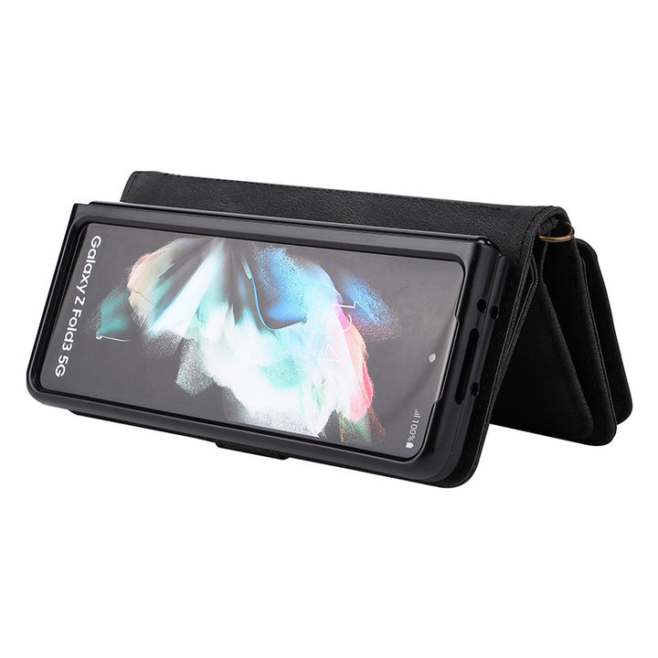 2-in-1-Geldbörsenhülle Handyhülle für Samsung Z Fold 3 4 Armband Reißverschluss Kartenhalter