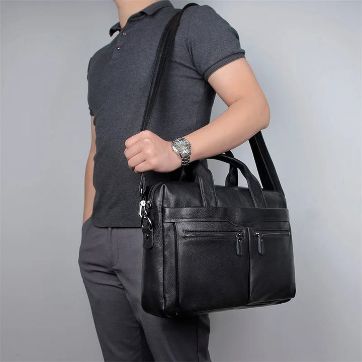 Business Aktentasche Messenger Bag für Herren aus echtem Leder Laptoptasche