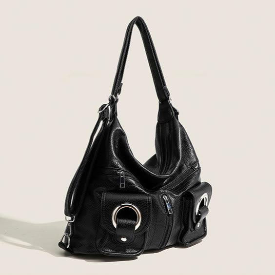 Umwandelbarer Rucksack aus weichem Leder mit zwei Fächern für Damen