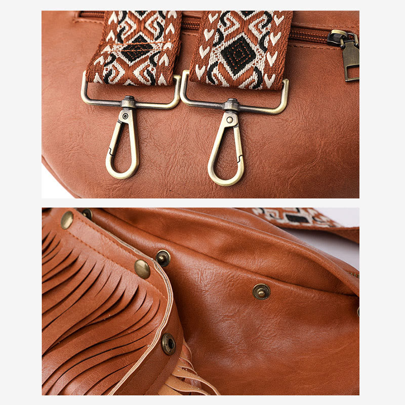 Kunstleder Quaste Gürteltasche Brusttasche für Damen