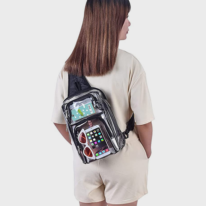 Schultertasche für Ausflüge, Sport, multifunktionaler transparenter PVC-Tagesrucksack