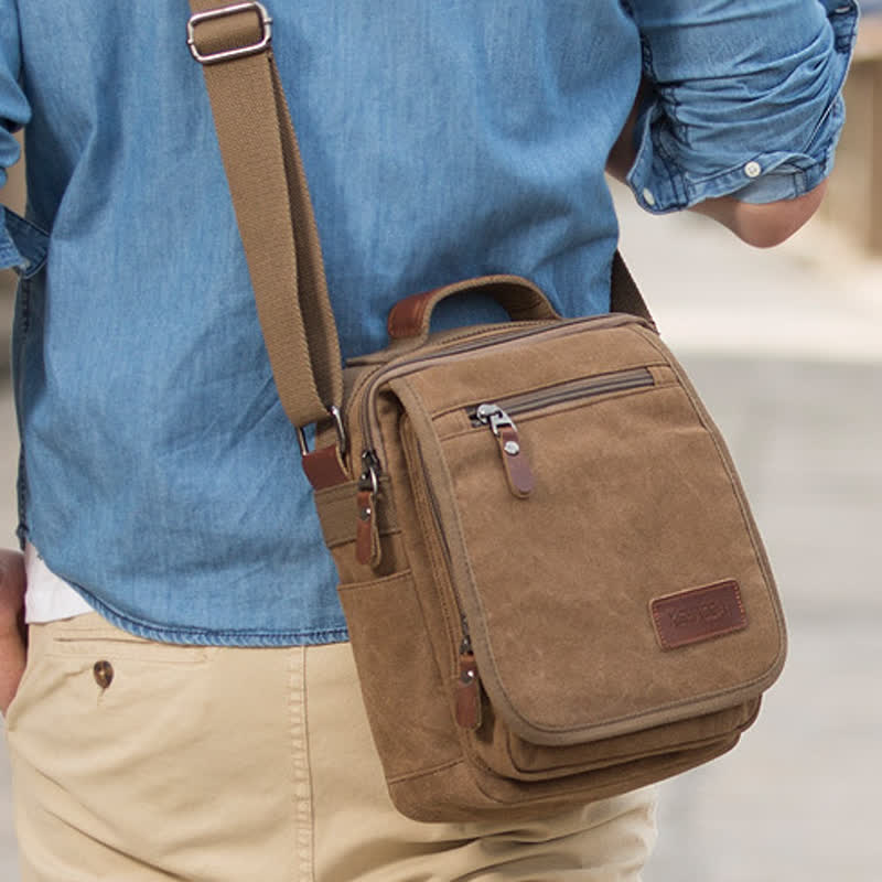 Retro Canvas Messenger Bag Multifunktionale Business Umhängetasche für Herren