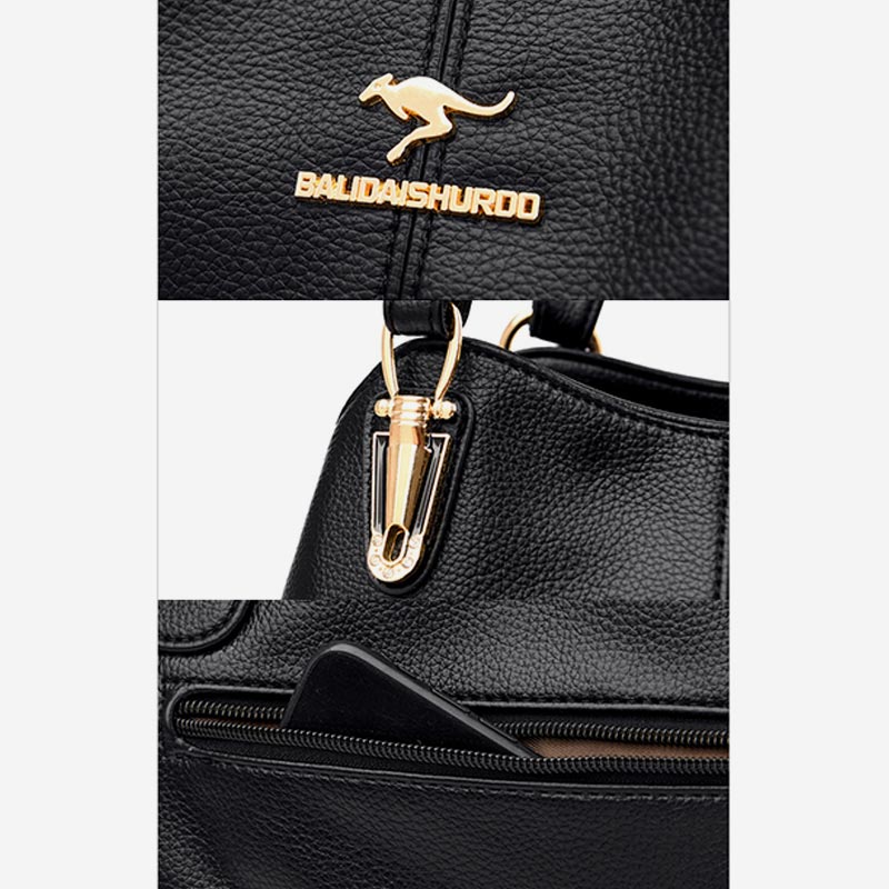 Damen Lederhandtasche mit mehreren Fächern, Umhängetasche, Hobo-Tasche
