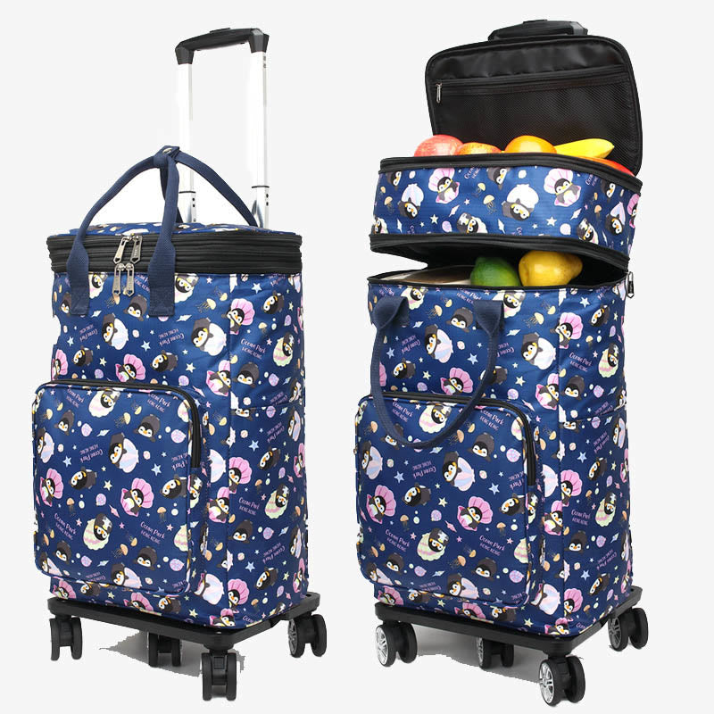 Teleskopstange Rolling Tote Bag Falten Wärme Erhaltung Einkaufswagen