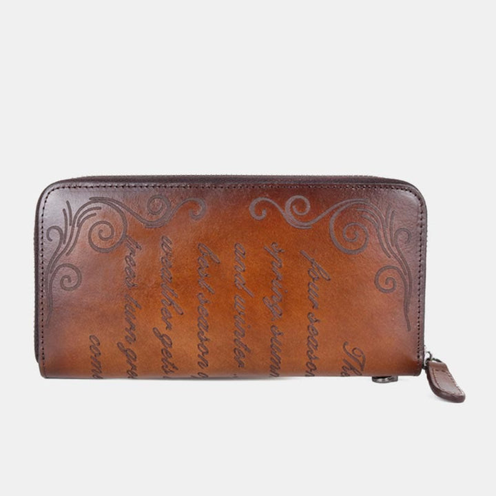 Geldbörse für Damen, Vintage, echtes Leder, bedruckt, für den täglichen Einkauf