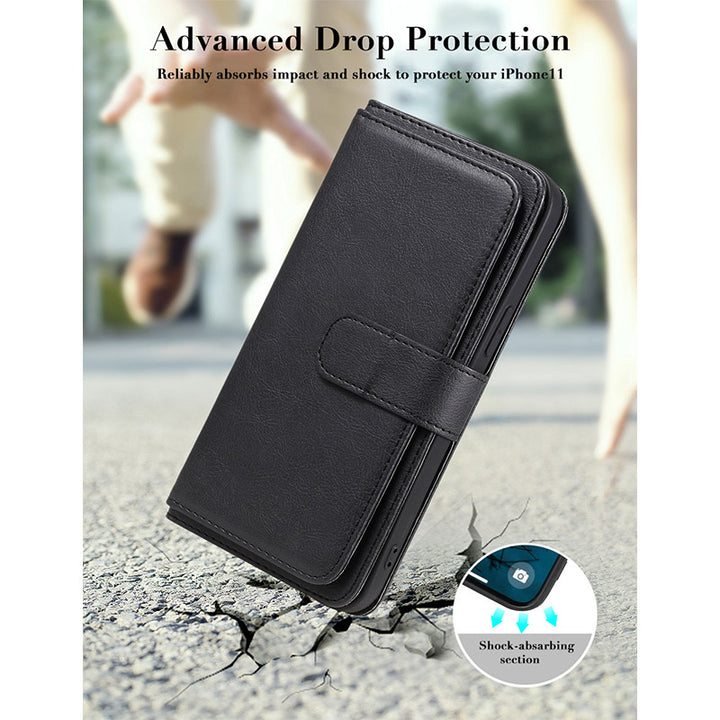 iPhone-Wallet-Hülle, leichtes Flip-Case mit Kreditkartenfach