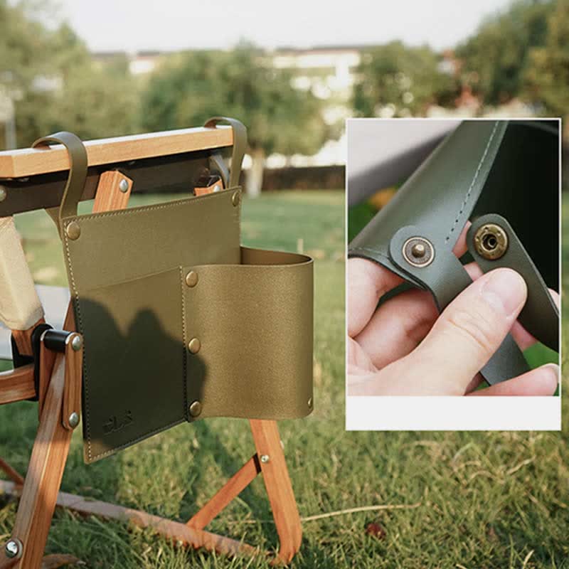 Tragbarer Outdoor-Lederstuhl-Armlehnen-Organizer Bottler-Halter für Camping-Reisen