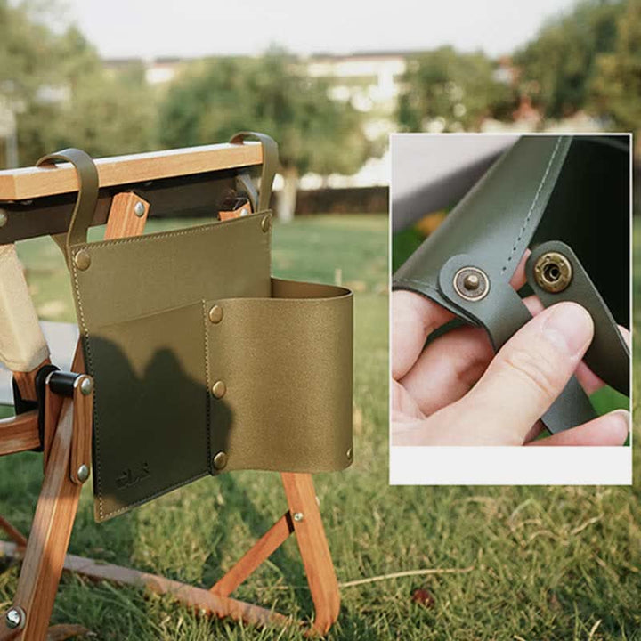 Tragbarer Outdoor-Lederstuhl-Armlehnen-Organizer Bottler-Halter für Camping-Reisen